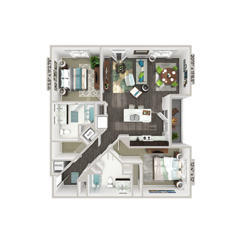 Two bedroom floorplan B2